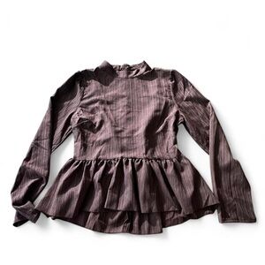 SHEIN Plum Textured Long Sleeve Peplum Top